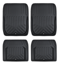 Load image into Gallery viewer, Stripe 4-Piece Faux Leather Black Car Floor Mat Set
