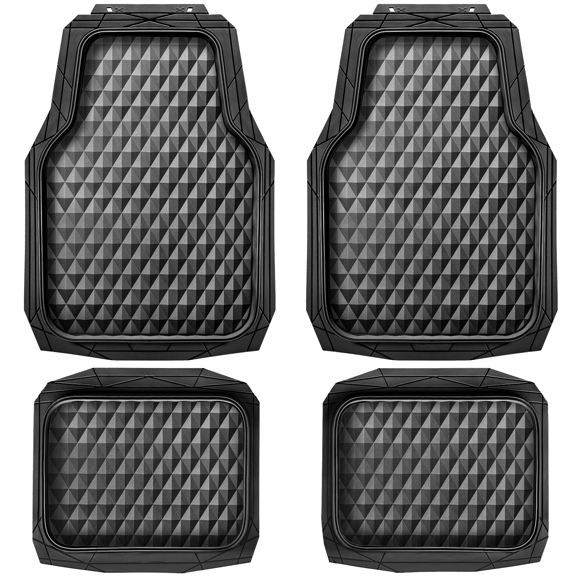 Diamond 4-Piece PVC Black Car Floor Mat Set