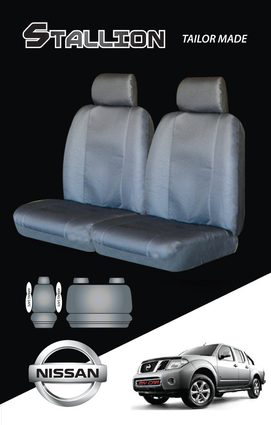 Canvas Seat Covers For Nissan Navara 12/2009-2020 D40 Dual-Cab Black
