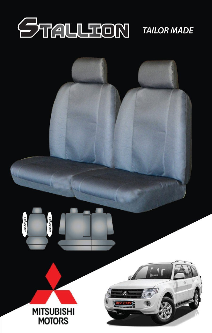 Canvas Seat Covers For Mitsubishi Pajero 11/2006-2020 Black