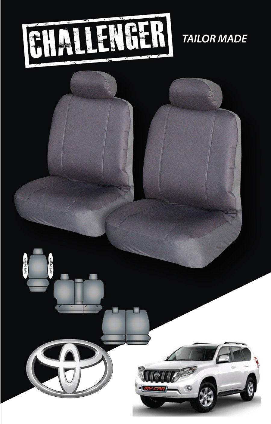 Canvas Seat Covers for Toyota Prado 150 Series 7 Seater (2009-2020)