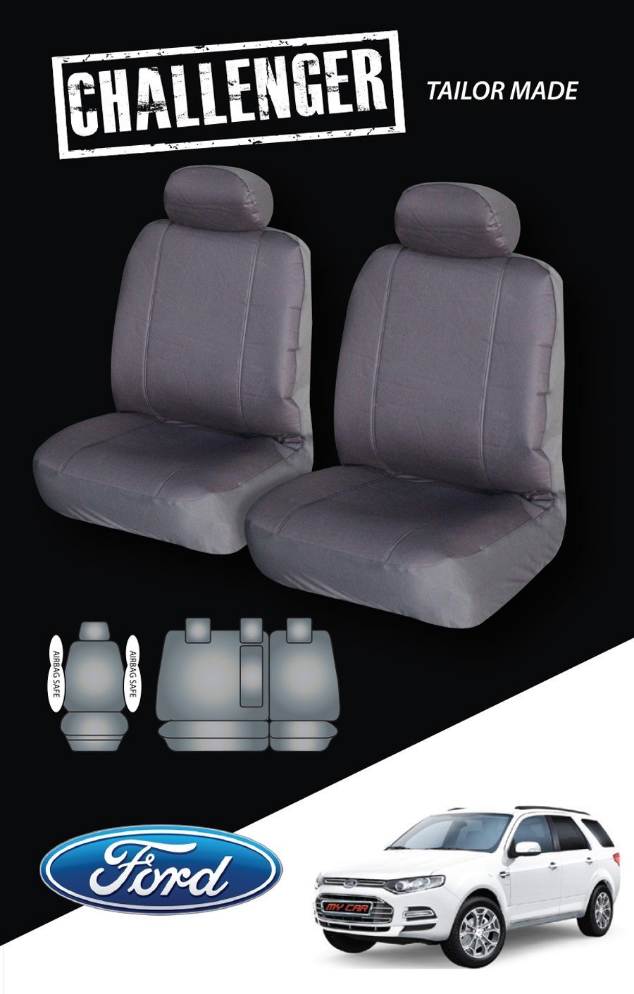 Canvas Seat Covers for Ford Territory (2004-2020) Black