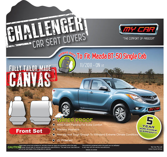 Canvas Seat Covers for Mazda BT-50 Single Cab (2011-2020) Black