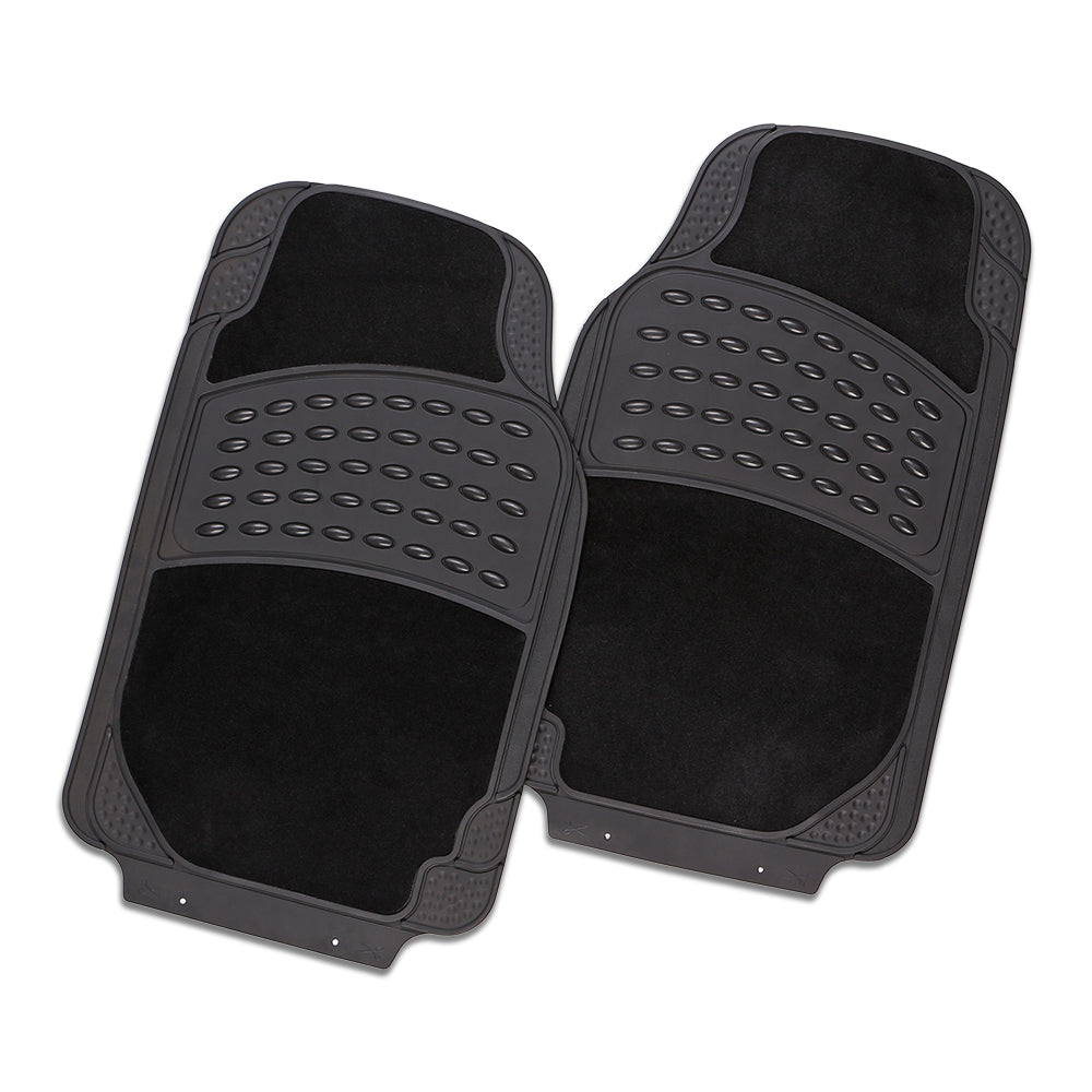 Colossus 2-Piece Black Rubber/Carpet Car Mat