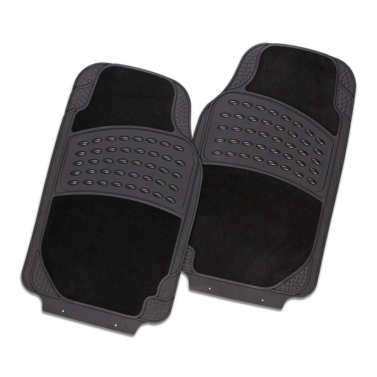 Colossus 2-Piece Black Rubber/Carpet Car Mat