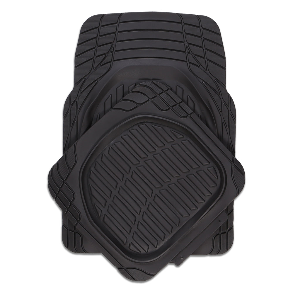 Mystic 4-Piece Black Rubber Car Mat