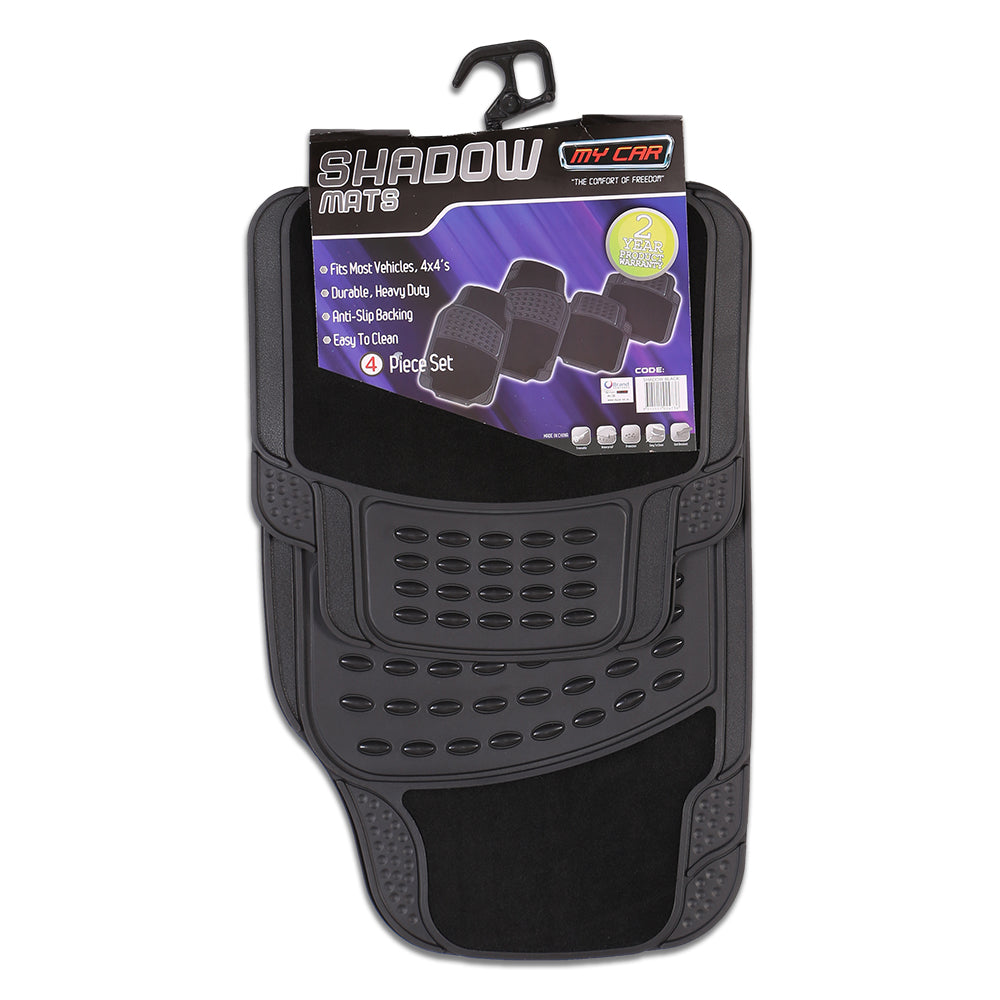 Shadow 4-Piece Black Carpet/Rubber Car Mat