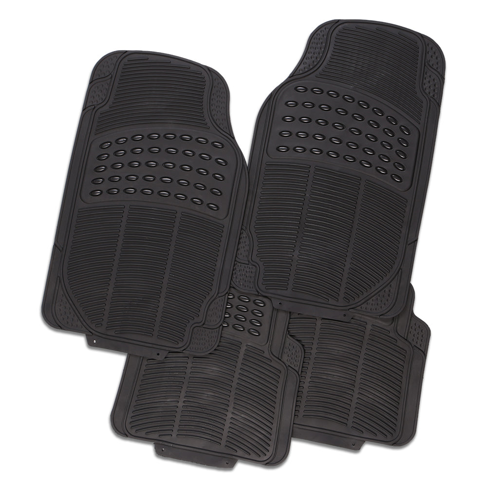 Thunder 4-Piece Black Rubber Car Mat