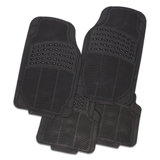 Thunder 4-Piece Black Rubber Car Mat
