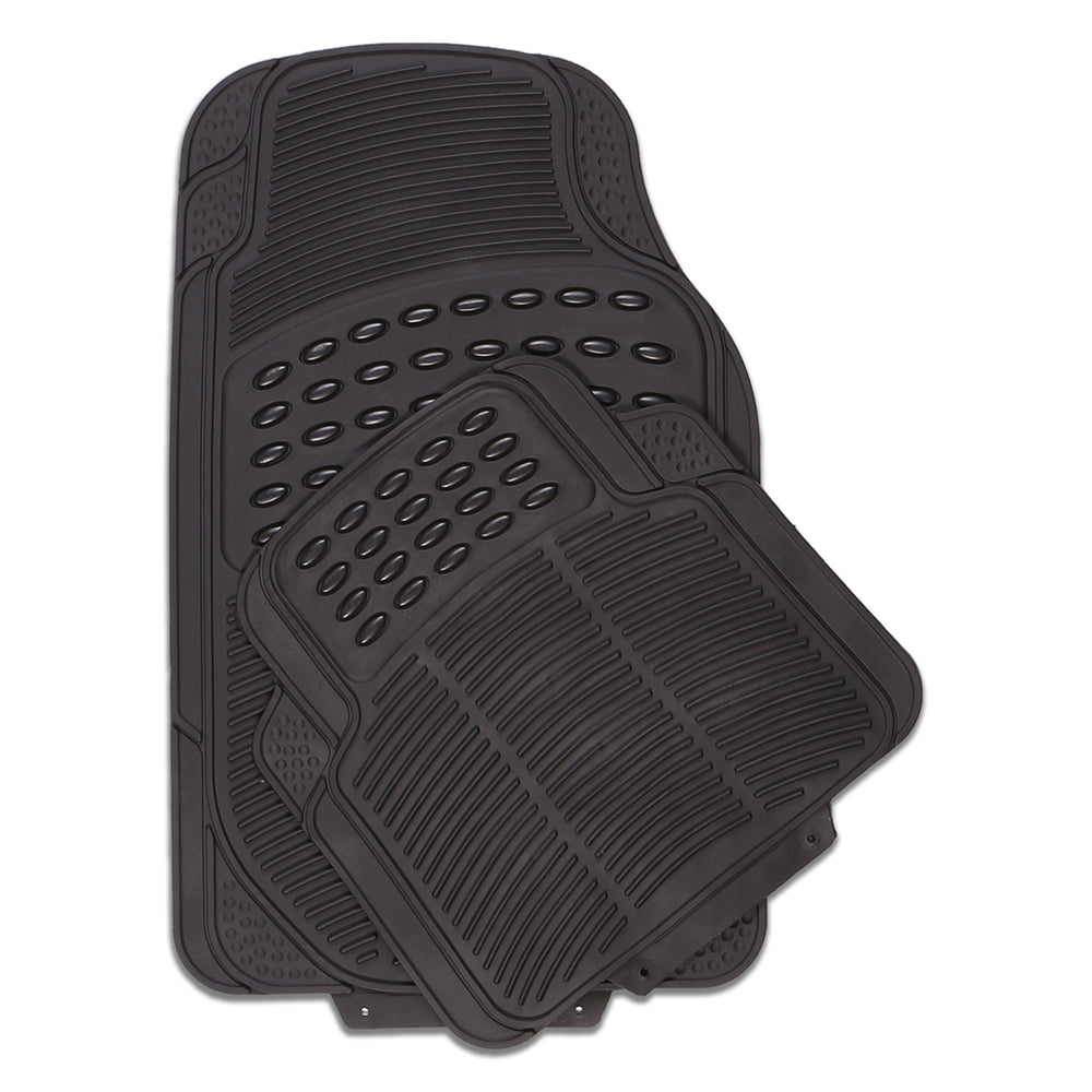 Thunder 4-Piece Black Rubber Car Mat