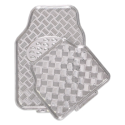 Venom 4-Piece Silver Rubber/Aluminium Look Car Mat