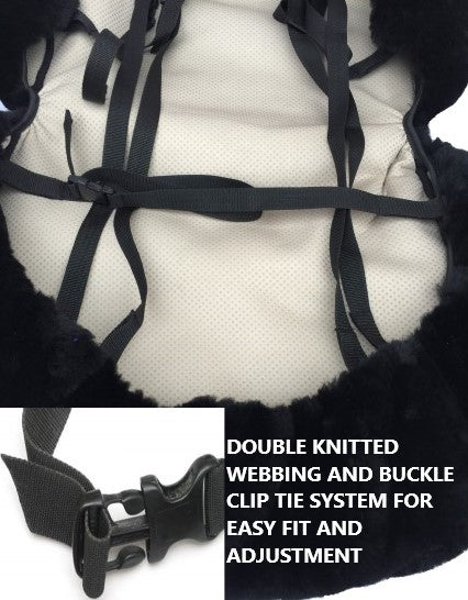 Sheepskin Seat Covers - Universal Size (27mm) - Black