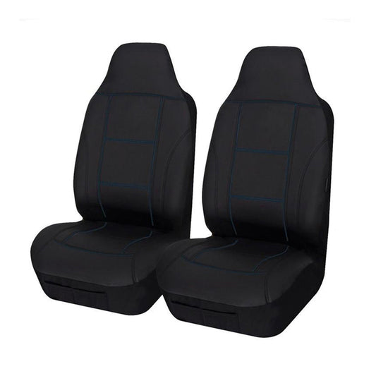 Universal Front Seat Covers Size 60/25 | Black/Blue Stitching