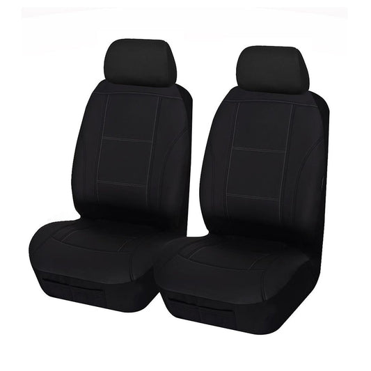 Universal Front Seat Covers Size 30/35 | Black/White Stitching