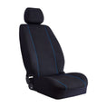 Load image into Gallery viewer, Universal Pinnacle Front Seat Covers Size 30/35 | Black/Blue Piping
