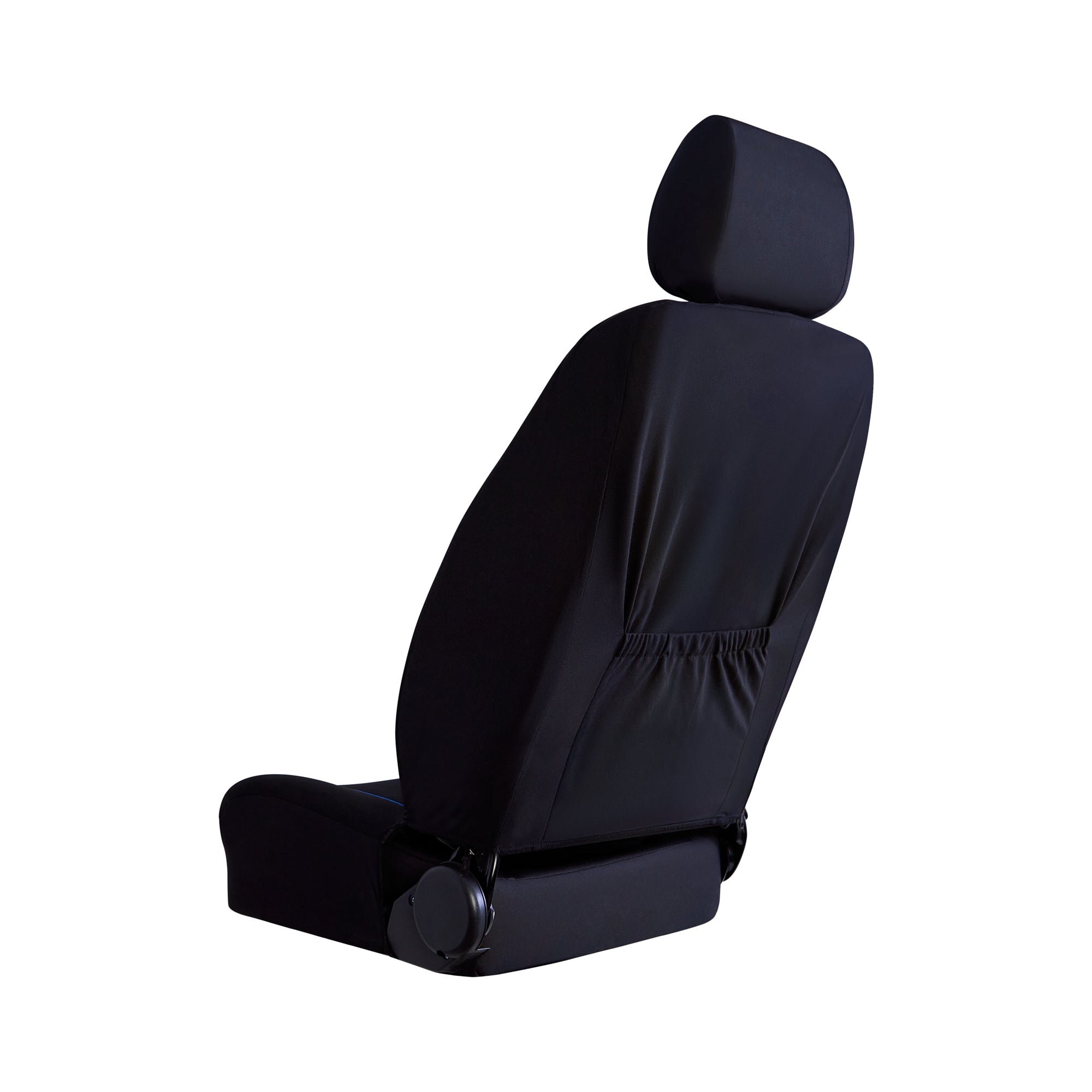 Universal Pinnacle Front Seat Covers Size 30/35 | Black/Blue Piping