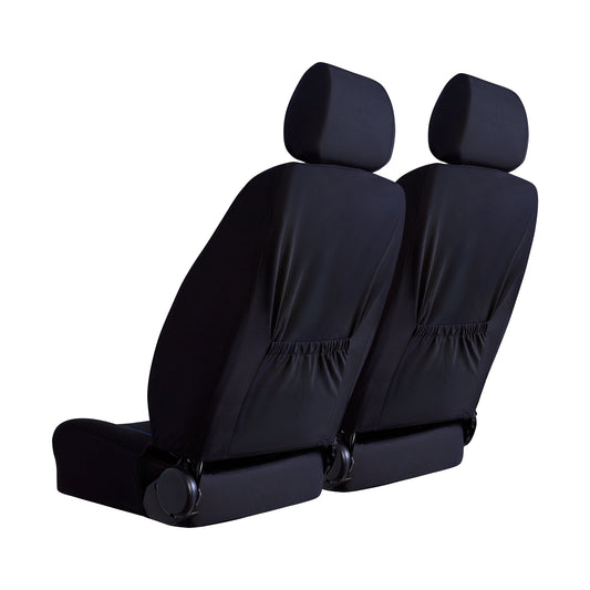 Universal Pinnacle Front Seat Covers Size 30/35 | Black/Blue Piping