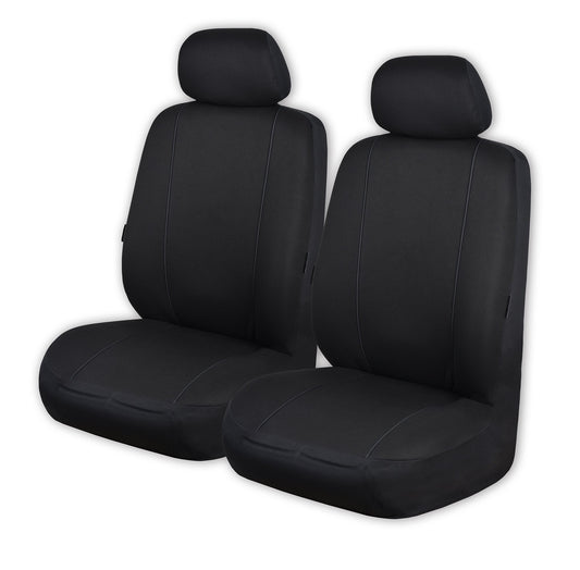 Universal Pinnacle Front Seat Covers Size 30/35 | Black/Black Piping