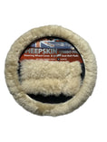 Load image into Gallery viewer, Sheepskin Steering Wheel Cover & 2x Seat Belt Pads Combo Luxury Ivory
