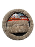 Load image into Gallery viewer, Sheepskin Steering Wheel Cover & 2x Seat Belt Pads Combo Luxury Mocha
