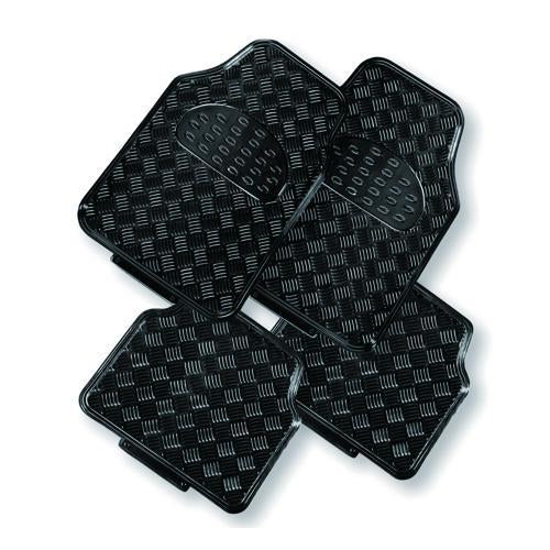 Venom 4-Piece Black Rubber/Aluminium Look Car Mat