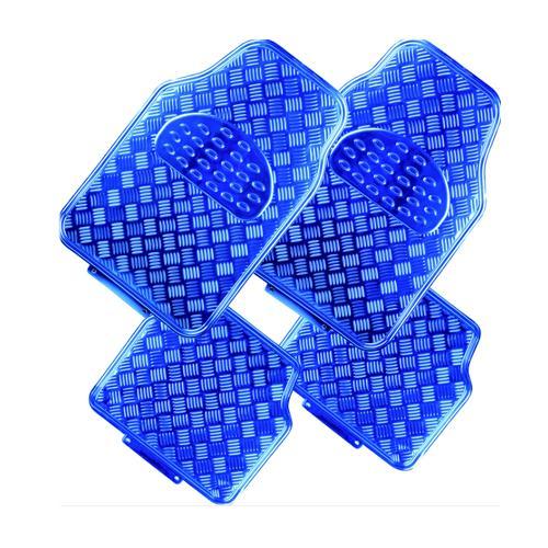 Venom 4-Piece Blue Rubber/Aluminium Look Car Mat