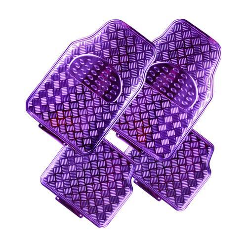 Venom 4-Piece Purple Rubber/Aluminium Look Car Mat