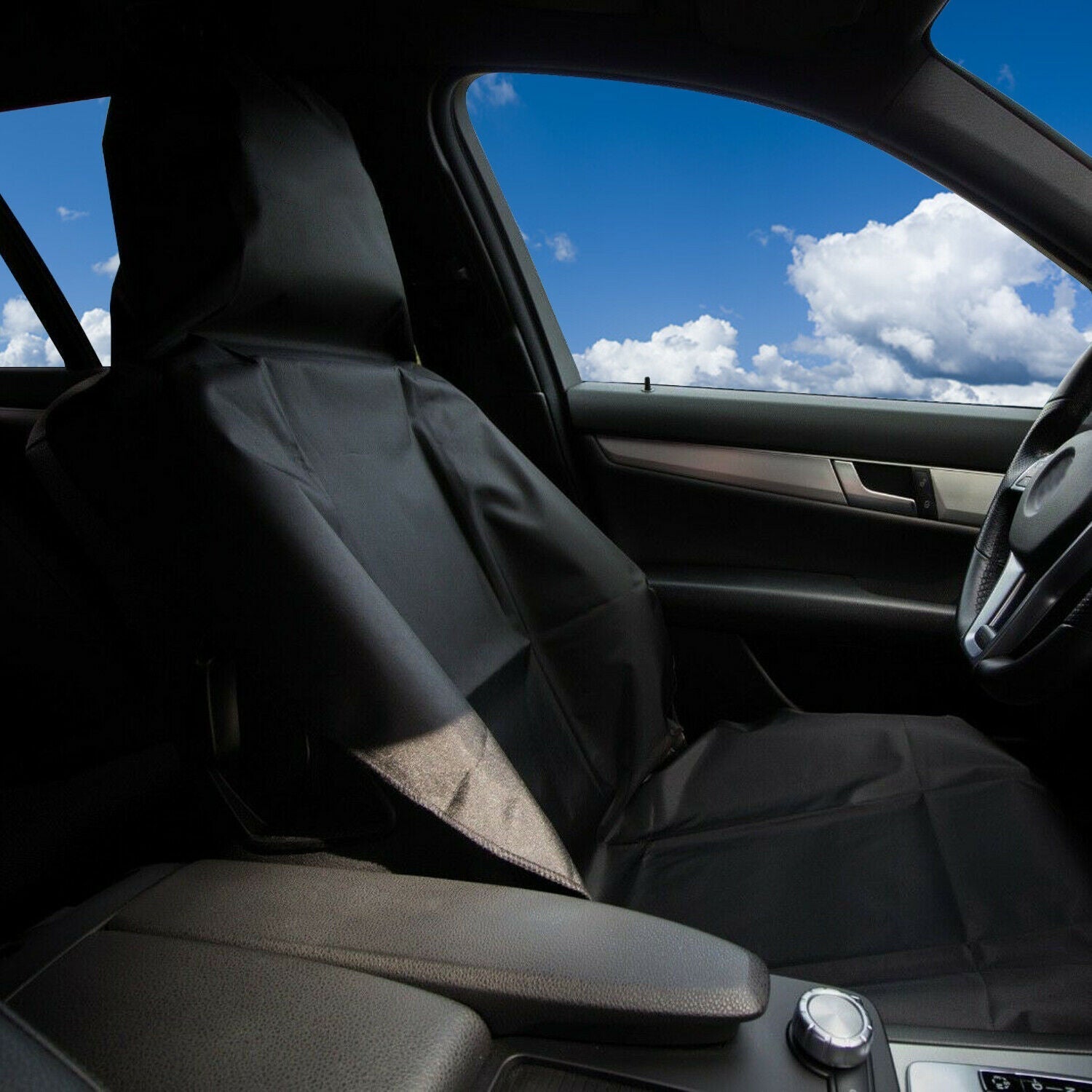 Universal Pulse Throwover Front Seat Covers - Bonus Seat Belt Buddies | Black