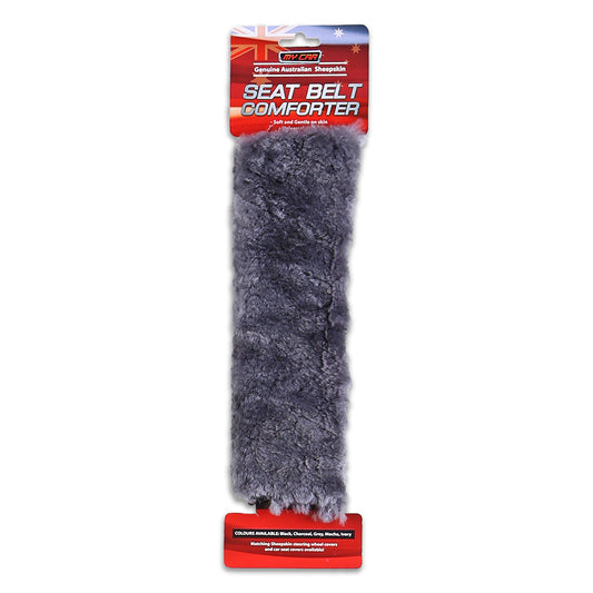 Single Sheepskin Seat Belt Pad 26cm - Charcoal