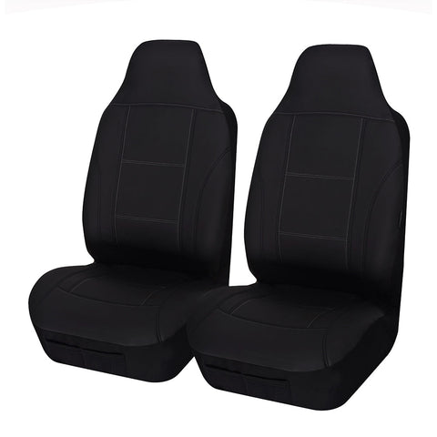 Universal Front Seat Covers Size 60/25 | Black/White Stitching