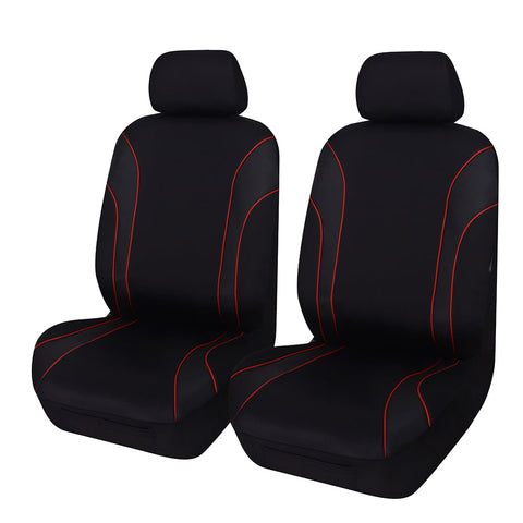 Universal Strident Front Seat Covers Size 30/35 | Red Piping
