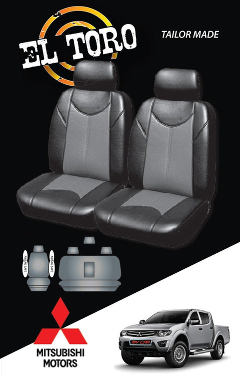 Leather Look Car Seat Covers For Mitsubishi Triton Dual Cab 2006-2020 | Grey
