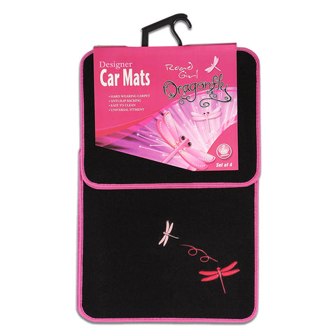 Dragonfly 4-Piece Car Mat - Pink