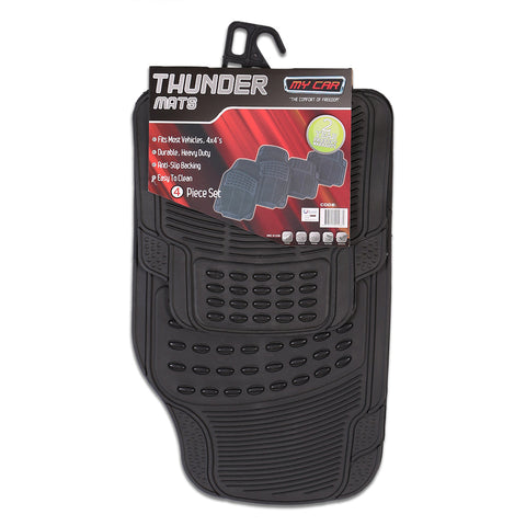Thunder 4-Piece Black Rubber Car Mat