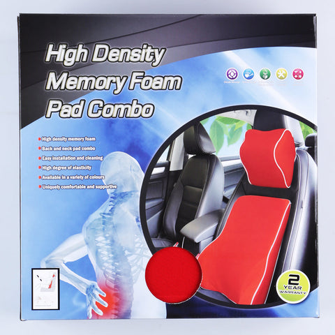 Memory Foam Lumbar Back & Neck Pillow Support Cushion | Red