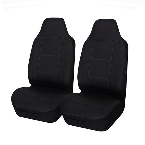 Universal Front Seat Covers Size 60/25 | Black/White Stitching