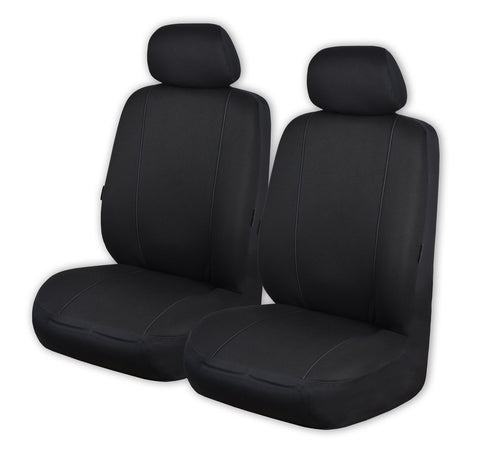 Universal Pinnacle Front Seat Covers Size 30/35 | Black/Black Piping
