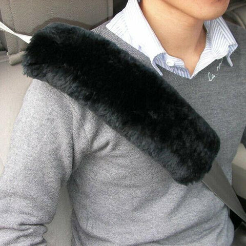 Single Sheepskin Seat Belt Pad 26cm - Ivory