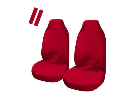 Universal Pulse Throwover Front Seat Covers - Bonus Seat Belt Buddies | Red